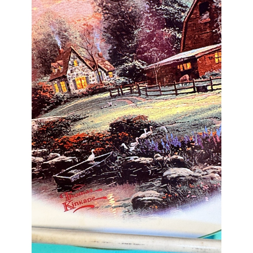 Thomas Kinkade Sunset At Riverbend Farm 6" Round Plate 2003 Painter Of Light - Picture 2 of 8